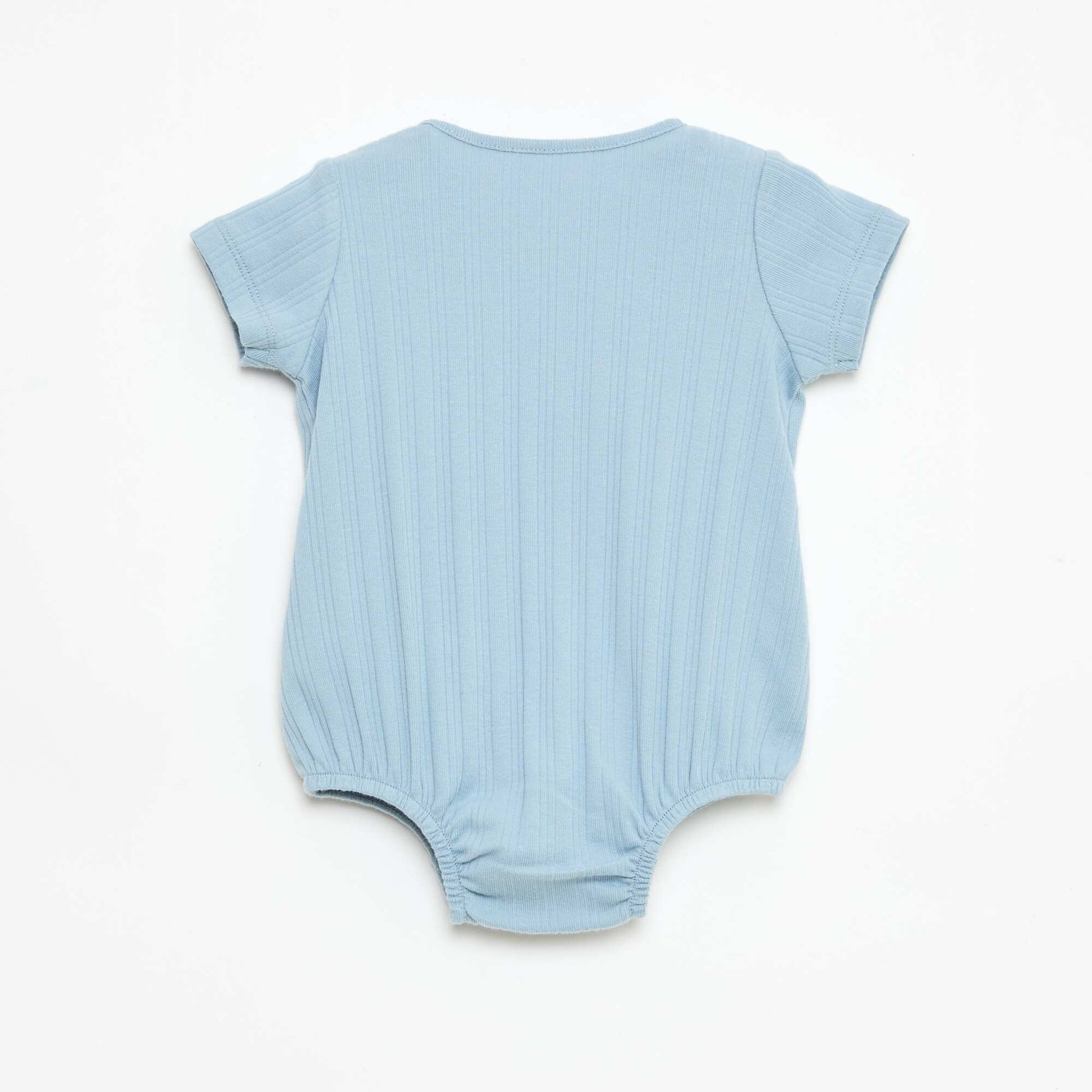 Sleeveless plain romper with round neck BLUE