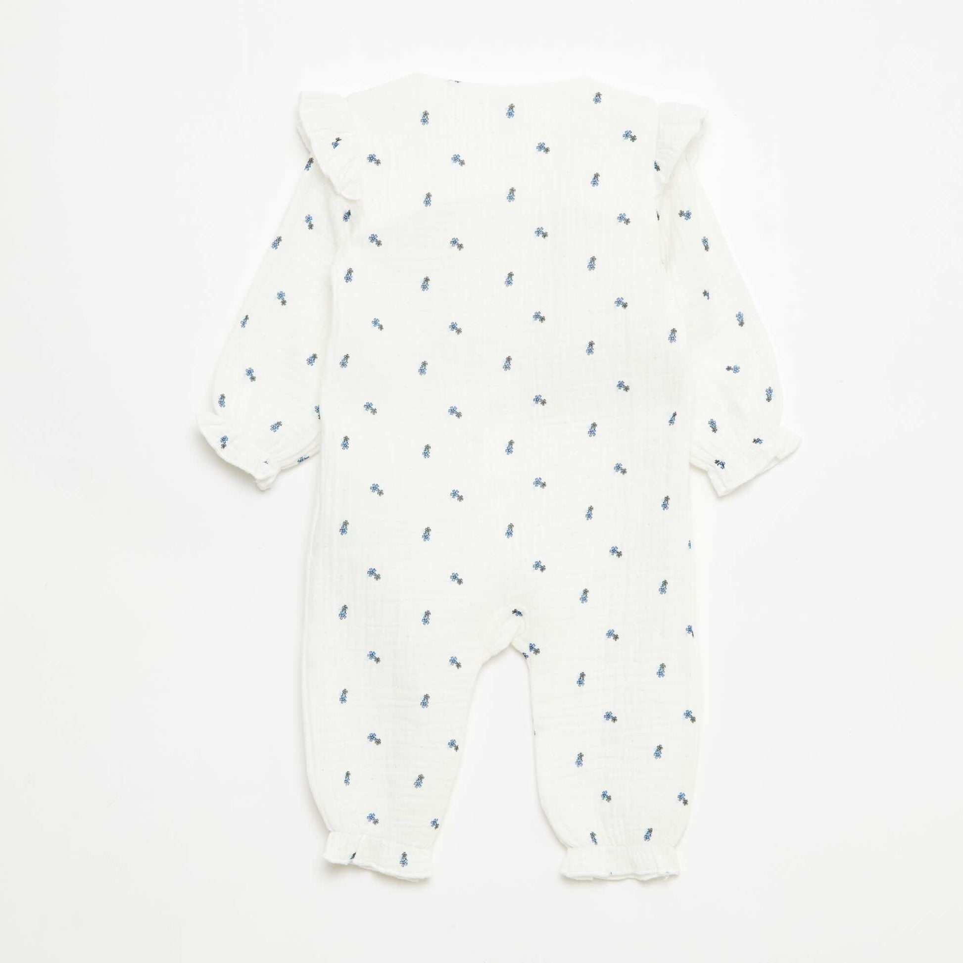 Sleeveless Cotton Double Gauze Sleepsuit WHITE