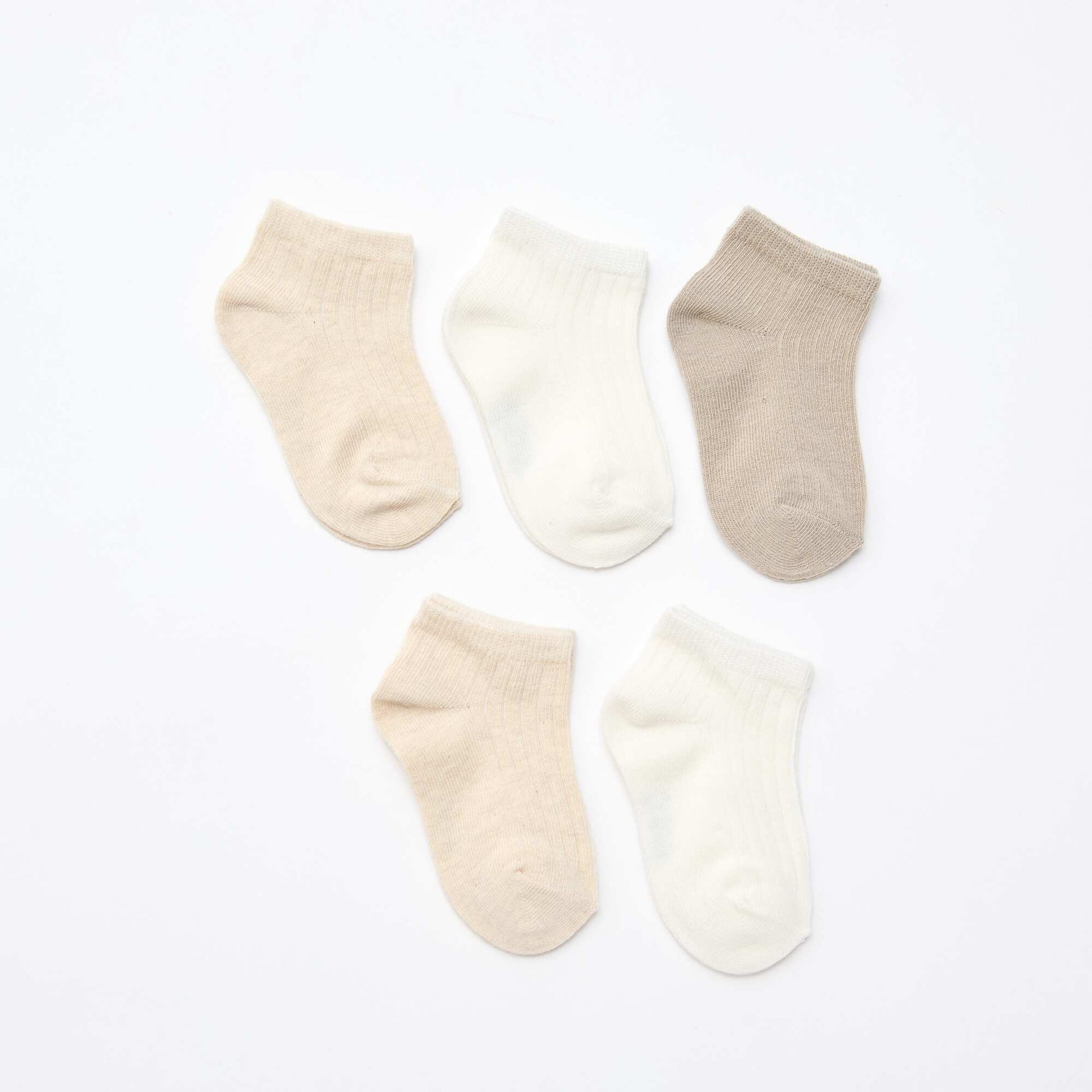 Pack of 5 Ribbed Knit Socks BEIGE