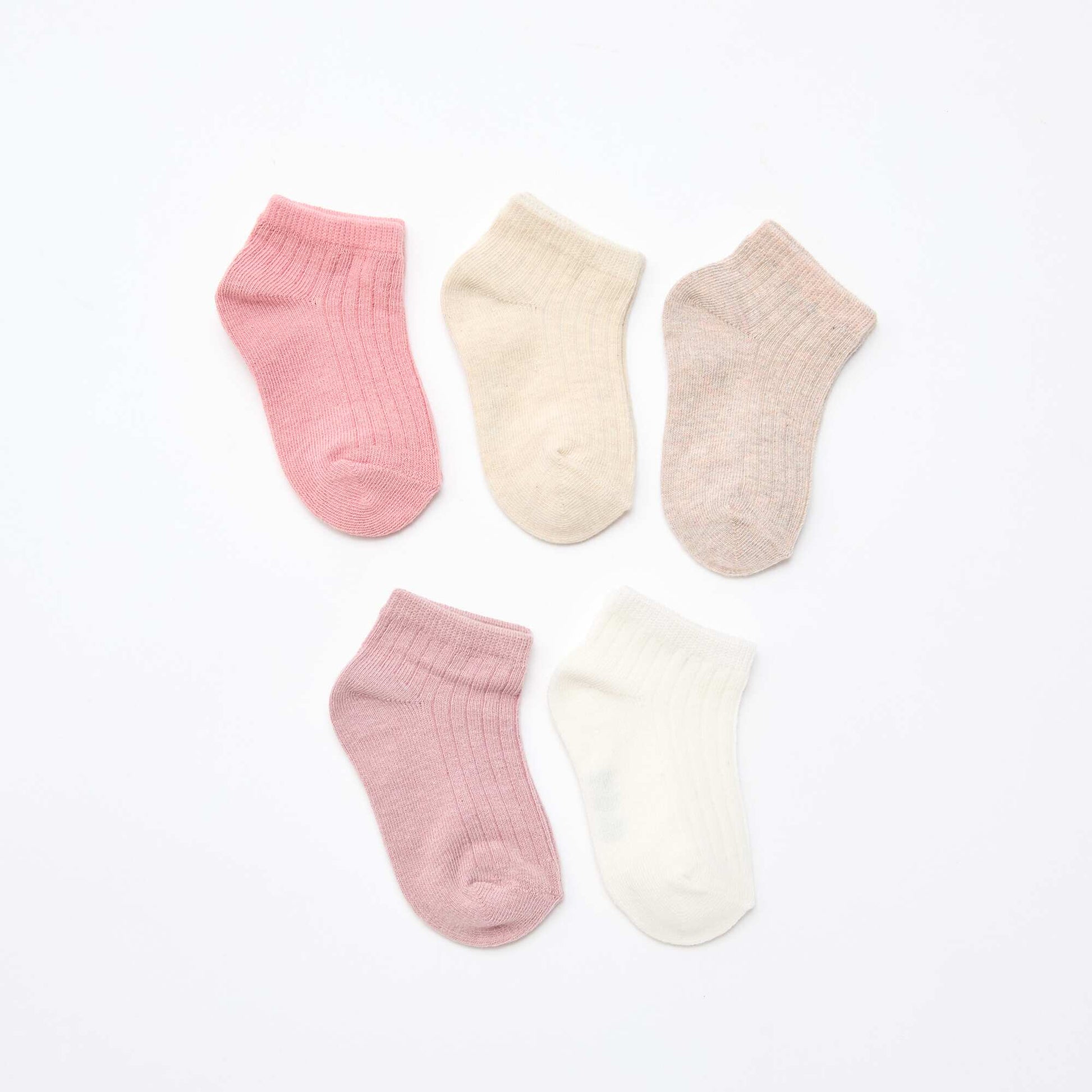 Pack of 5 Ribbed Knit Socks PINK