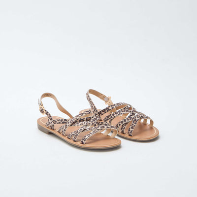 Sandales avec brides motif 'léopard' BROWN