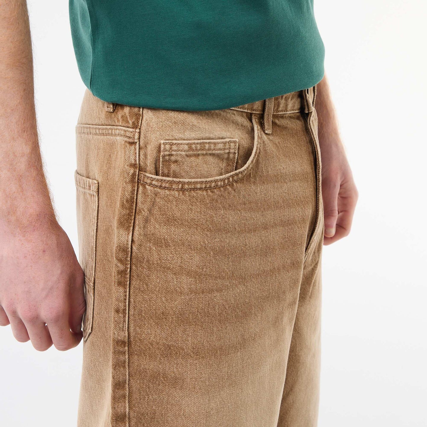 Baggy Cotton Shorts with Original Effect BROWN