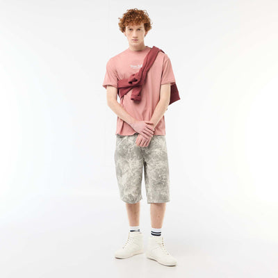 Baggy Cotton Shorts with Original Design BEIGE