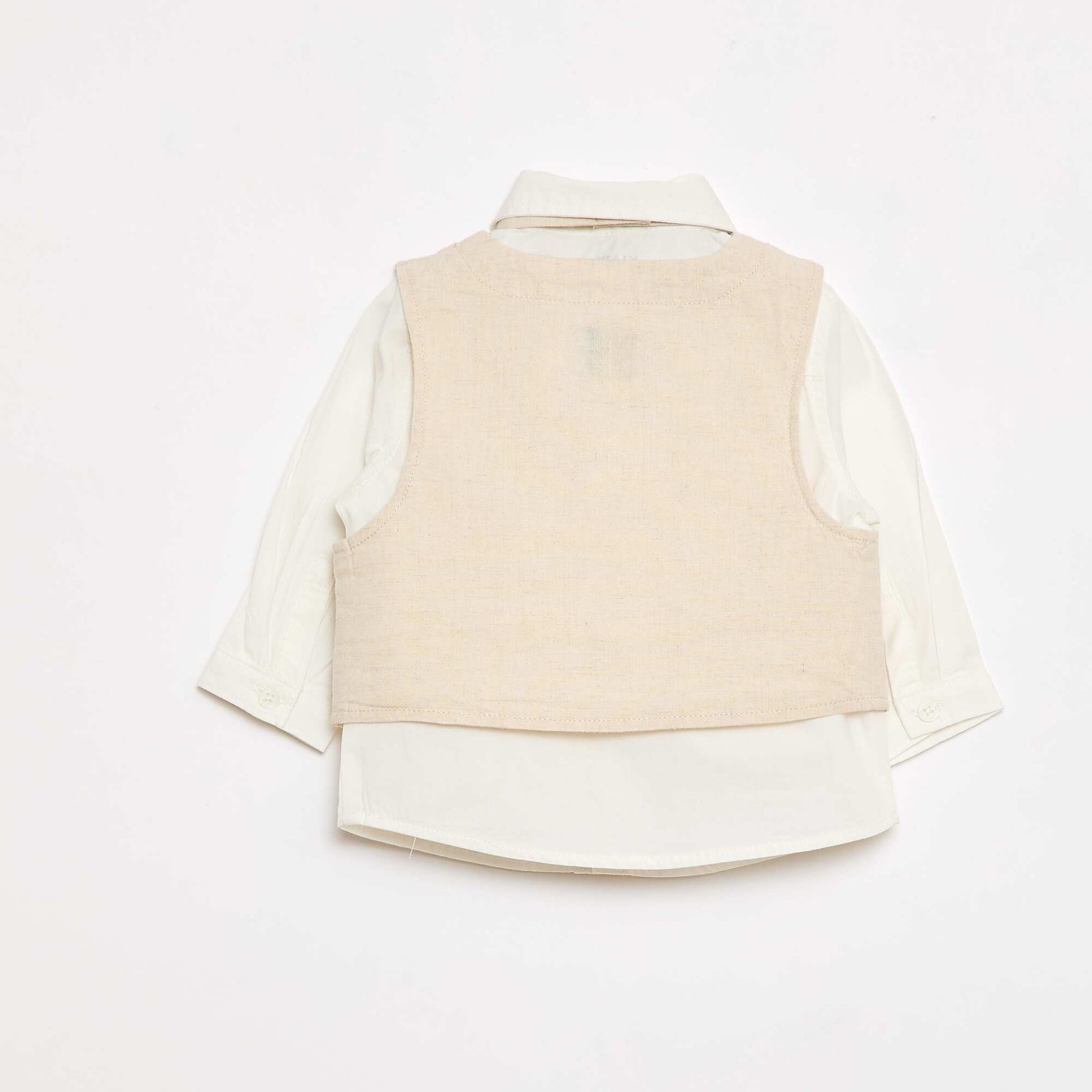 4-Piece Cotton and Linen Ceremony Outfit BEIGE