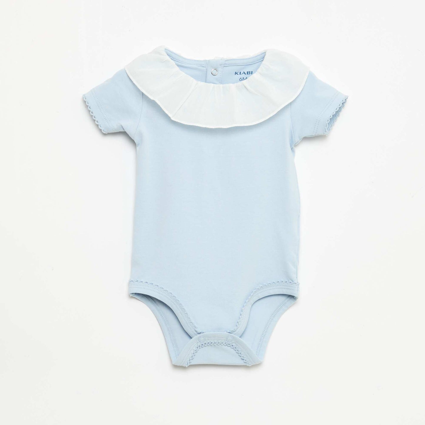 2-Piece Baby Bodysuit Set with Peter Pan Collar WHITE
