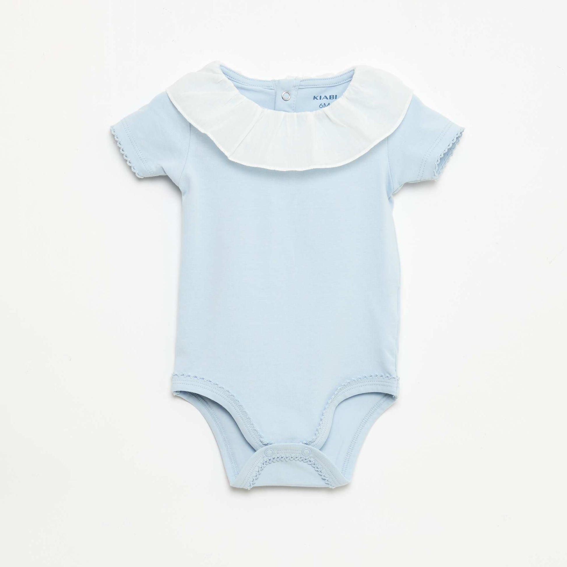 2-Piece Baby Bodysuit Set with Peter Pan Collar WHITE