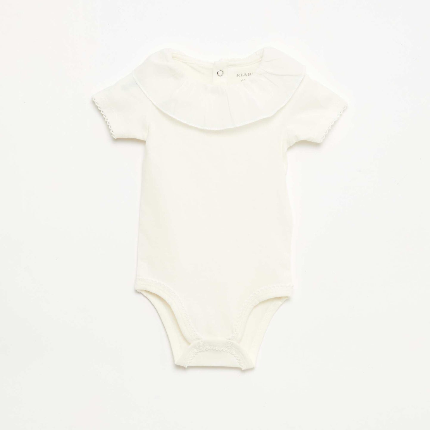 2-Piece Baby Bodysuit Set with Peter Pan Collar WHITE