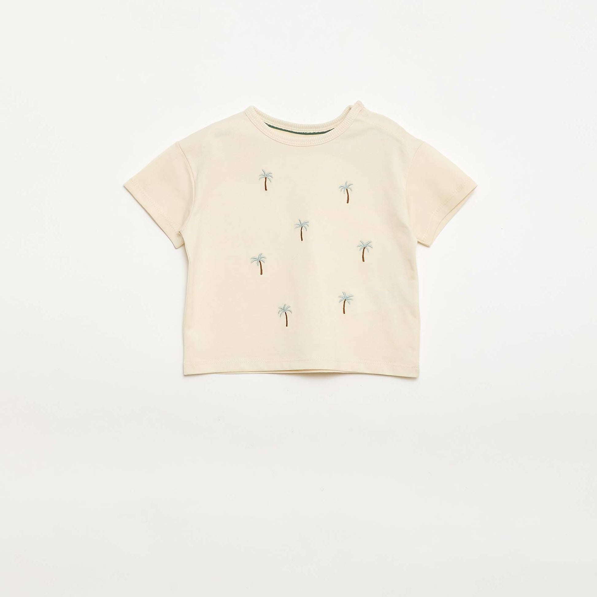 Tropical Print Short-Sleeve Cotton T-shirt WHITE