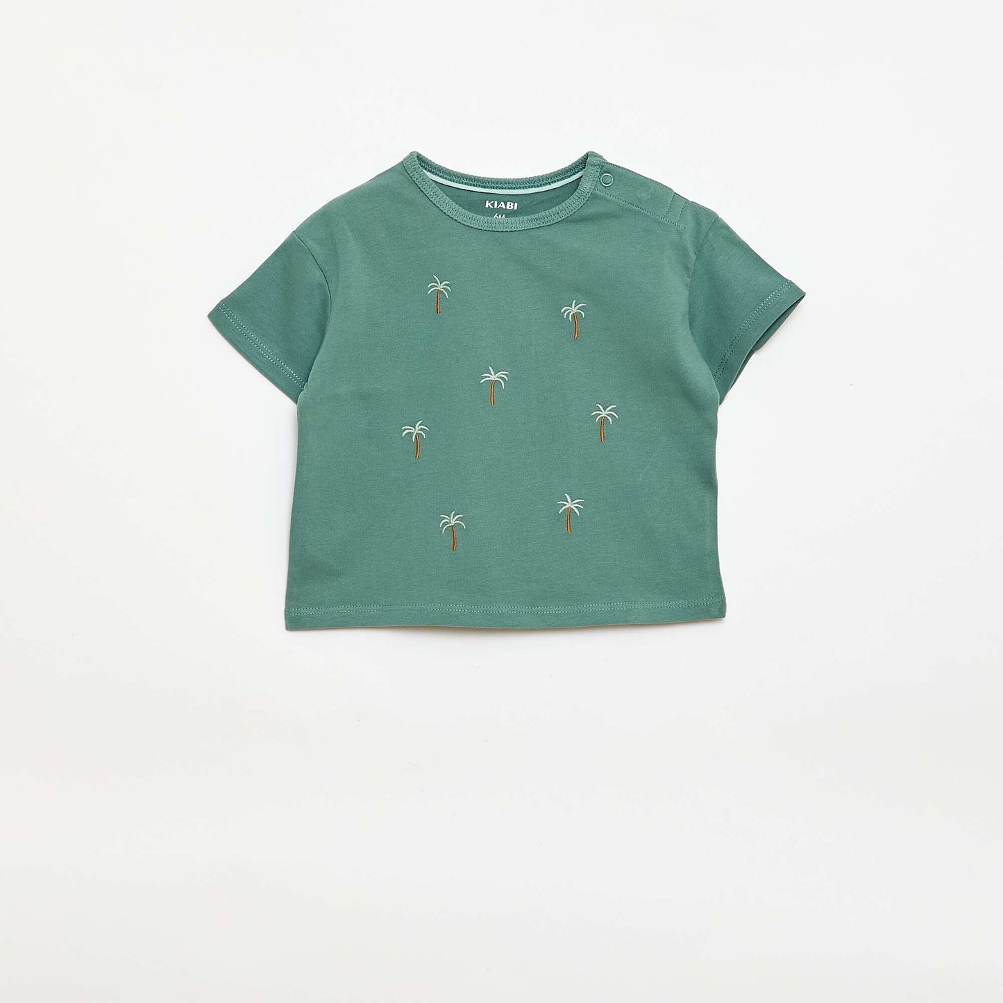 Tropical Print Short-Sleeve Cotton T-shirt GREEN