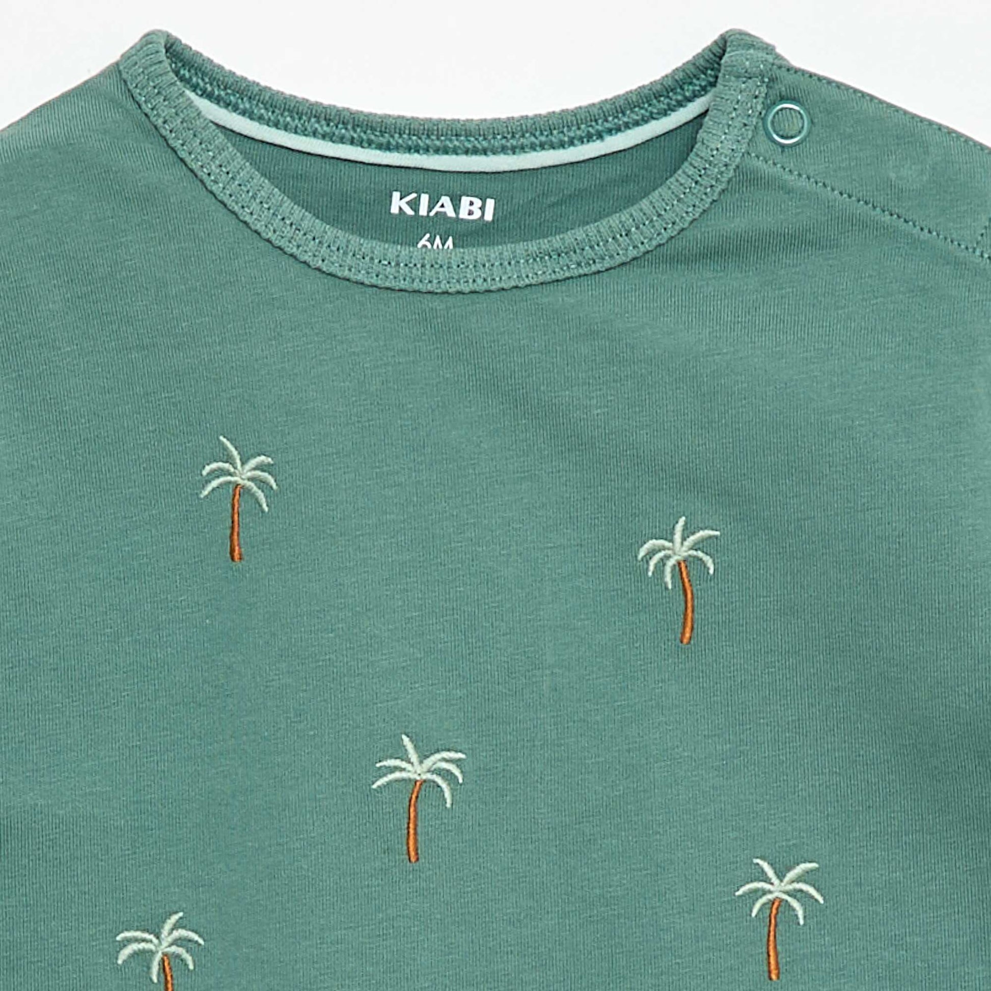 Tropical Print Short-Sleeve Cotton T-shirt GREEN