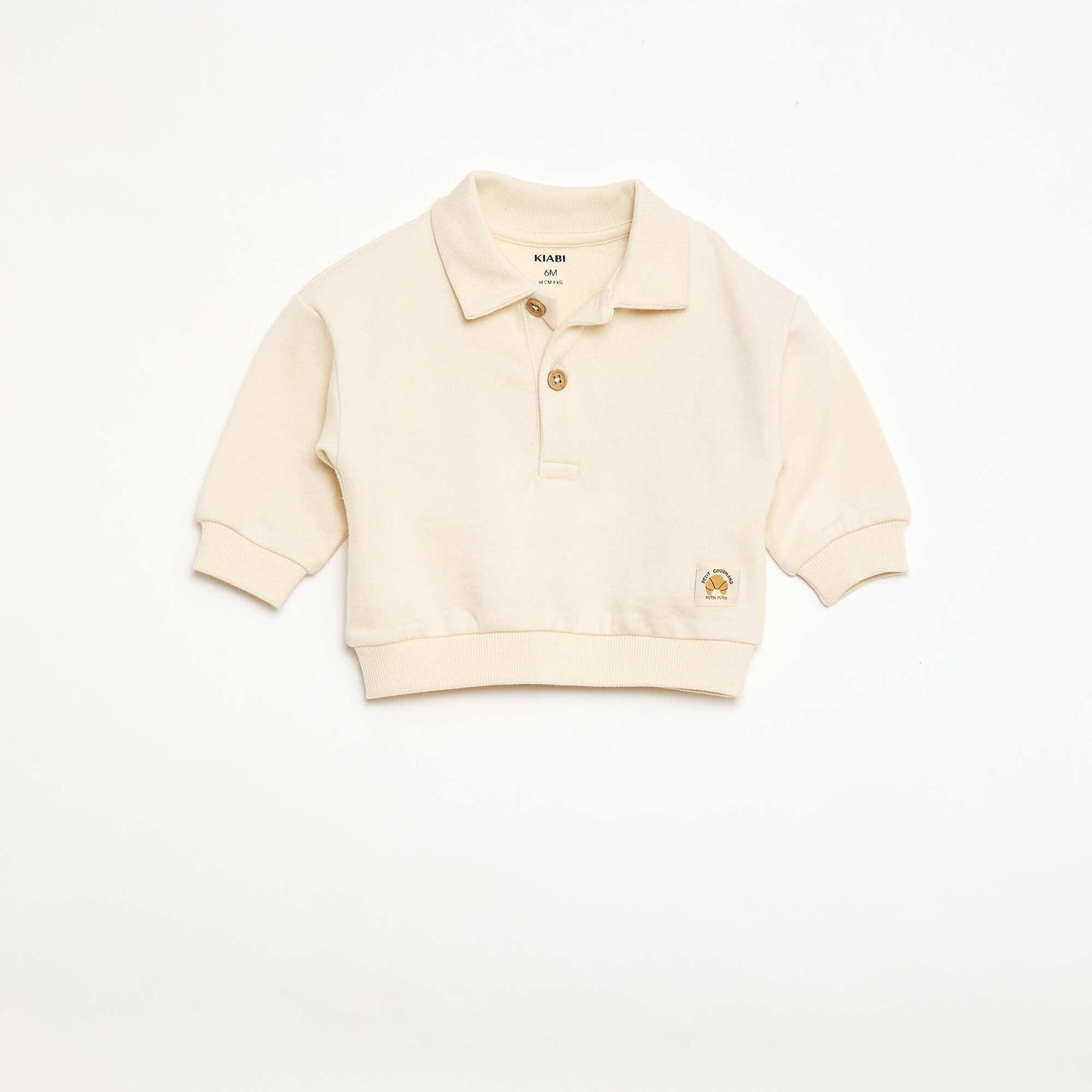 Striped Polo Collar Sweatshirt WHITE