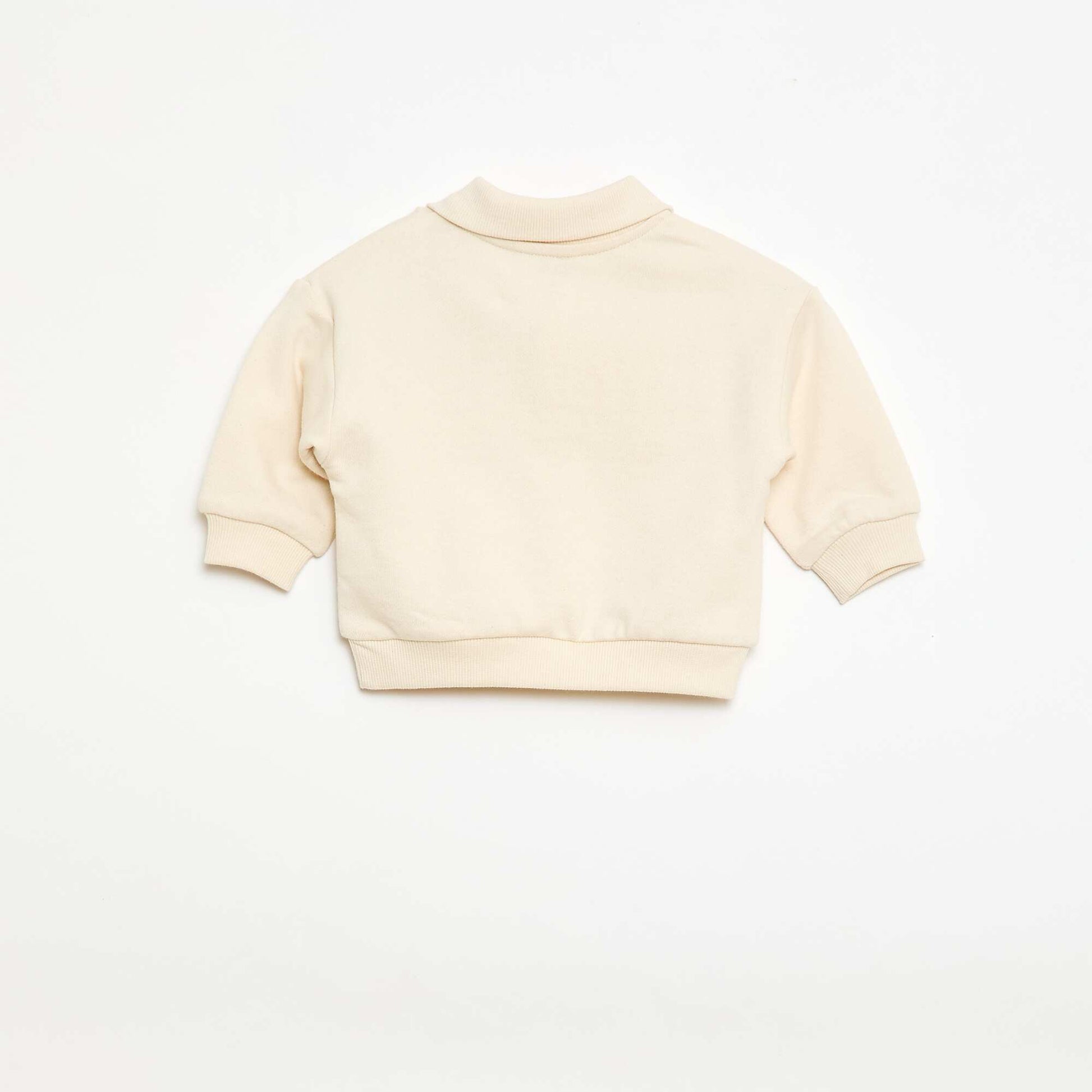 Striped Polo Collar Sweatshirt WHITE