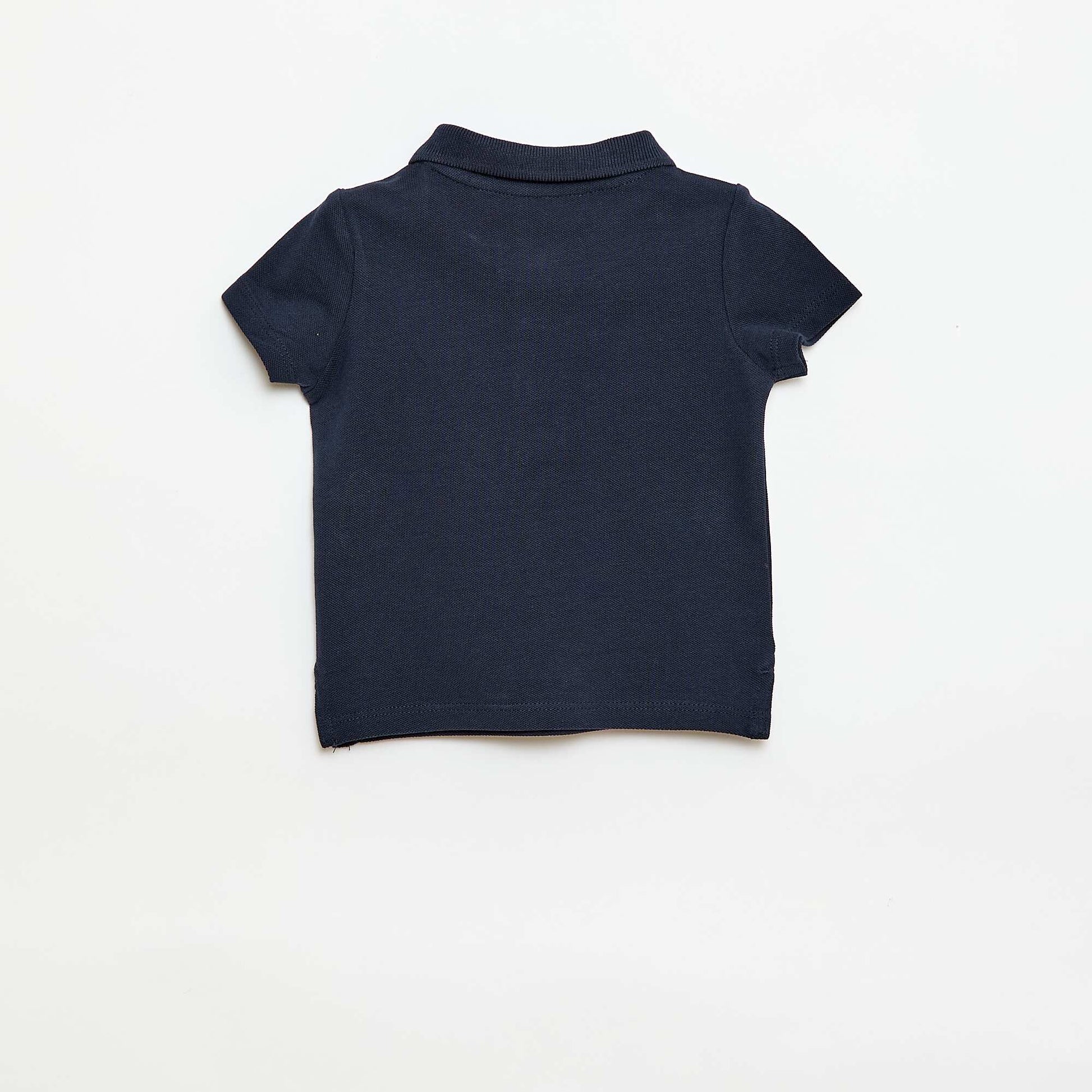 Short-Sleeved Piqué Cotton Polo Shirt BLUE