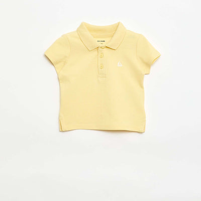 Short-Sleeved Piqué Cotton Polo Shirt YELLOW