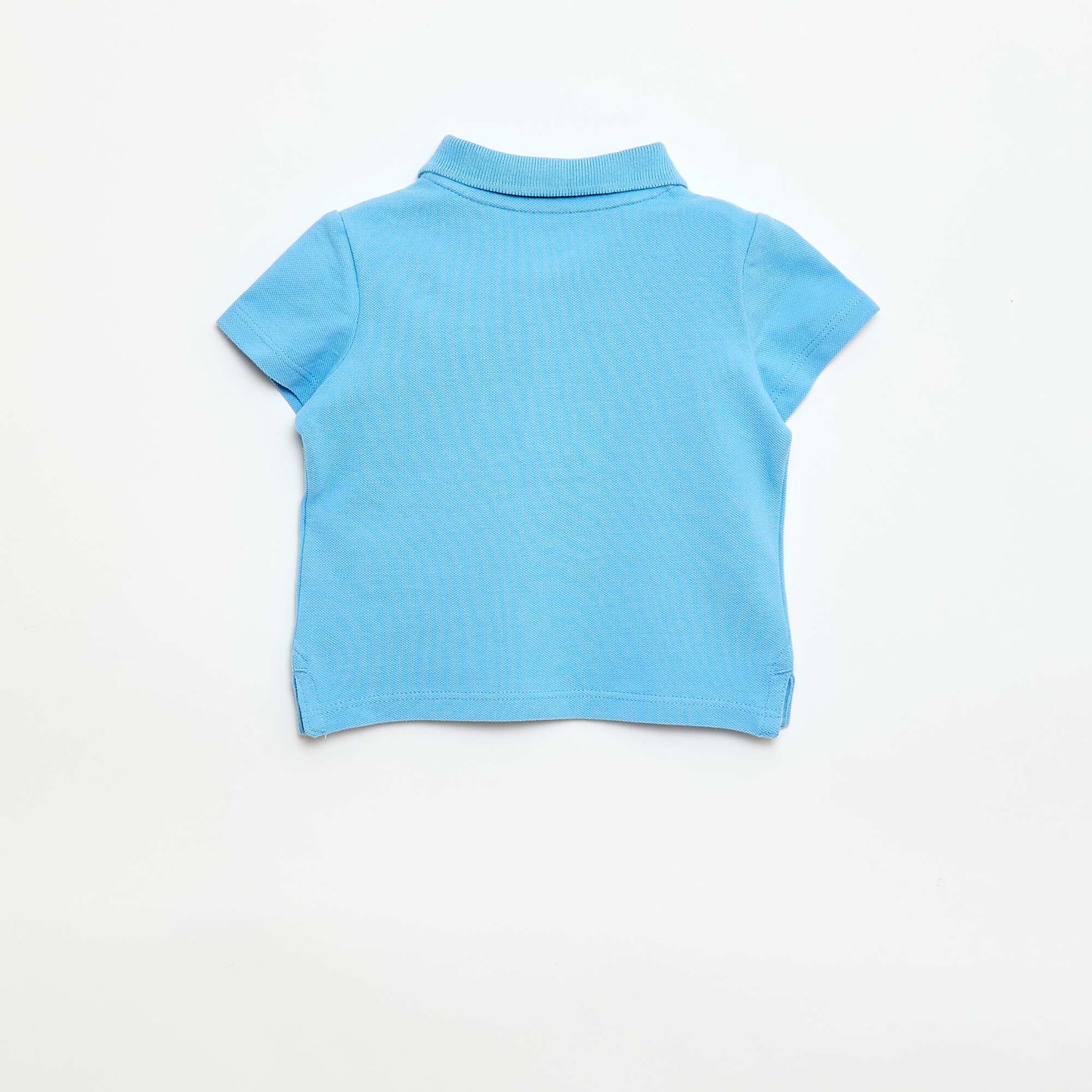 Short-Sleeved Piqué Cotton Polo Shirt BLUE