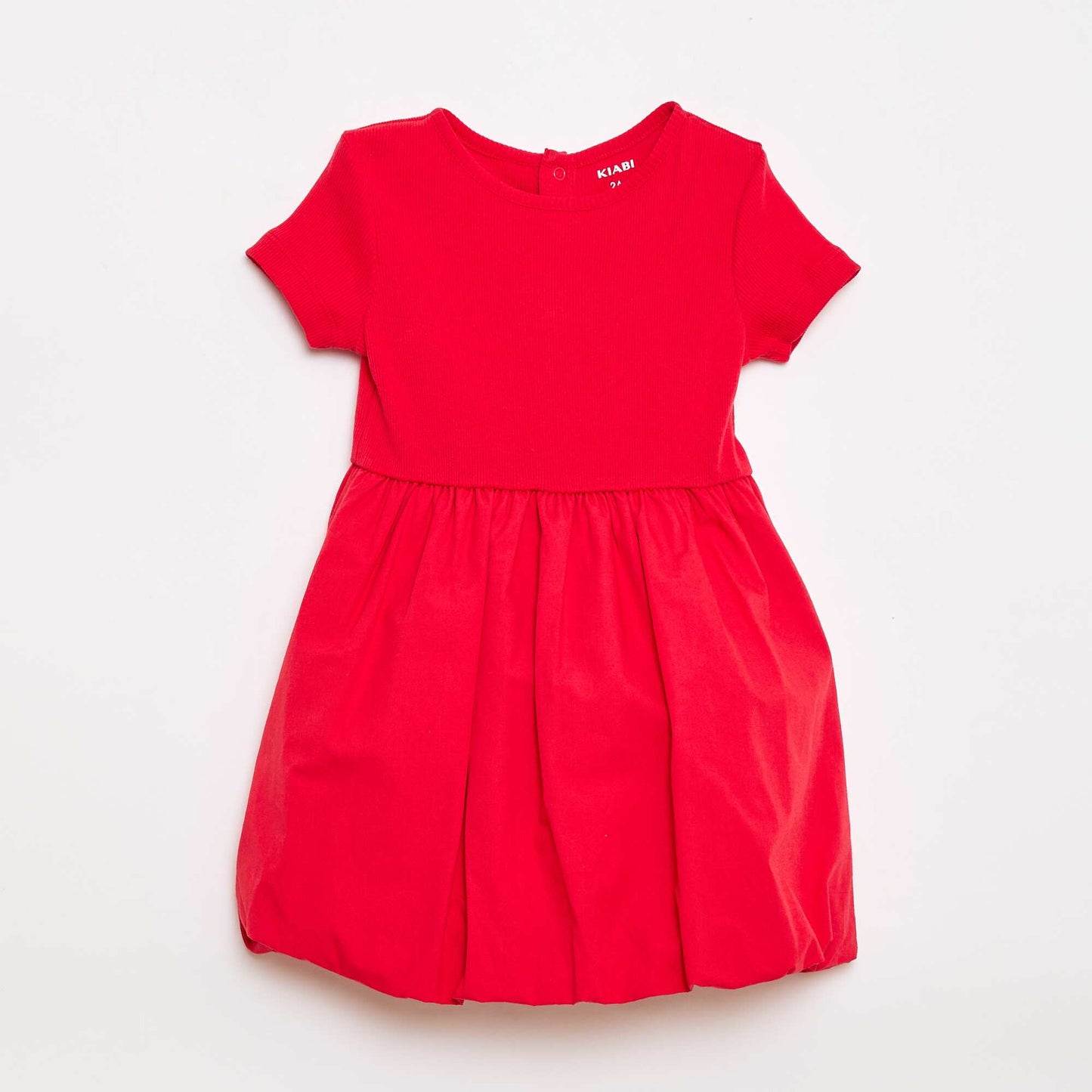 Short-Sleeve Bubble Dress RED