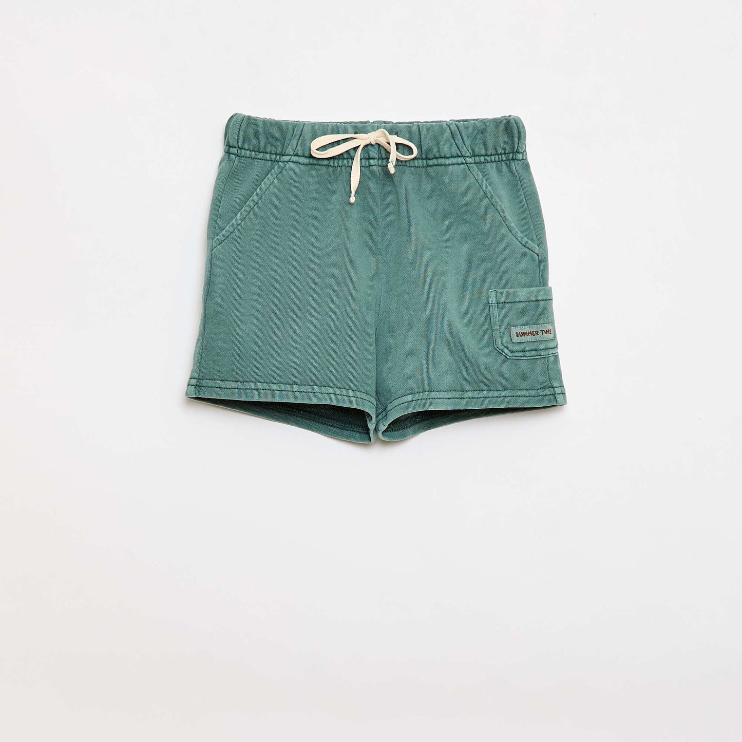 Straight-Cut French Terry Shorts in Solid Cotton GREEN