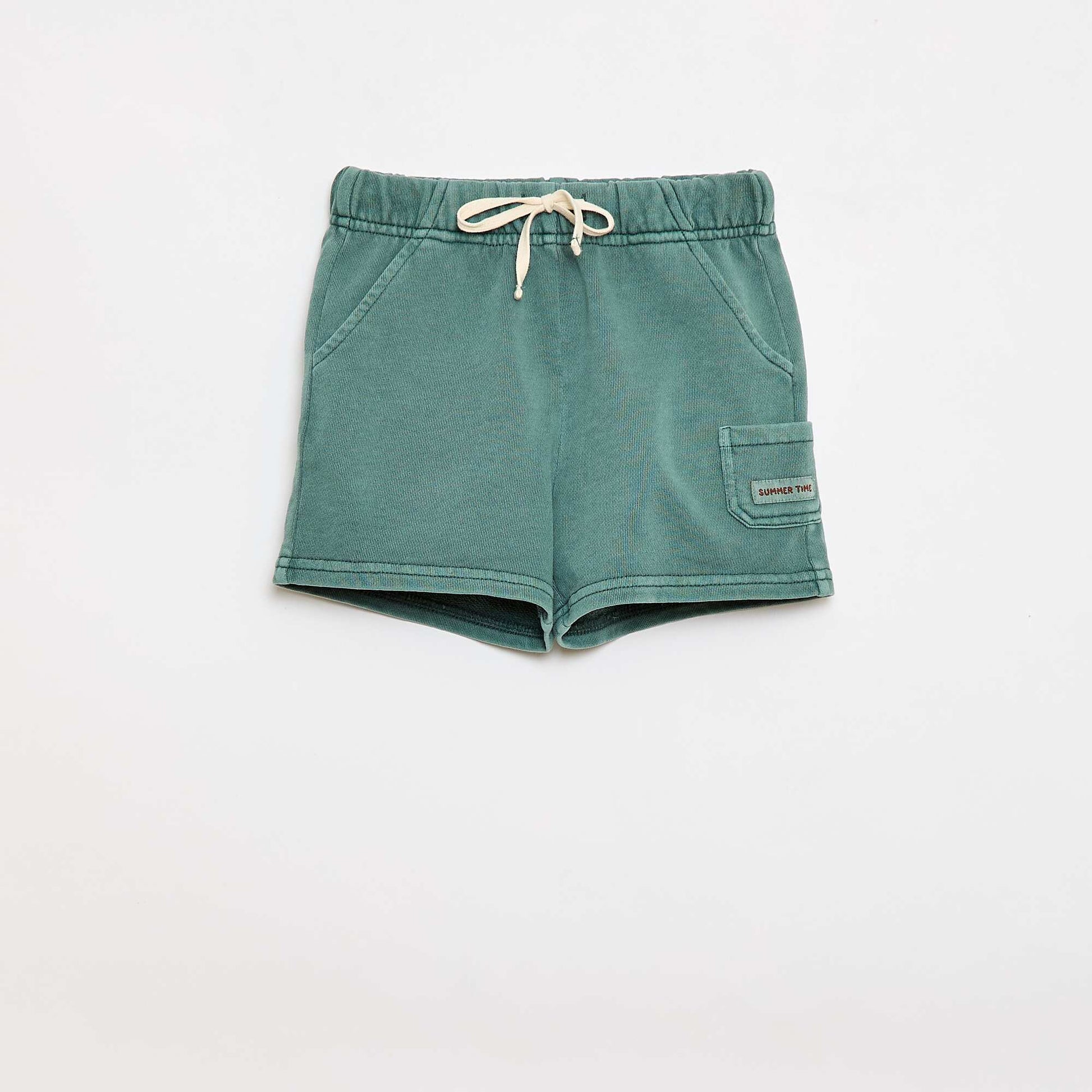 Straight-Cut French Terry Shorts in Solid Cotton GREEN