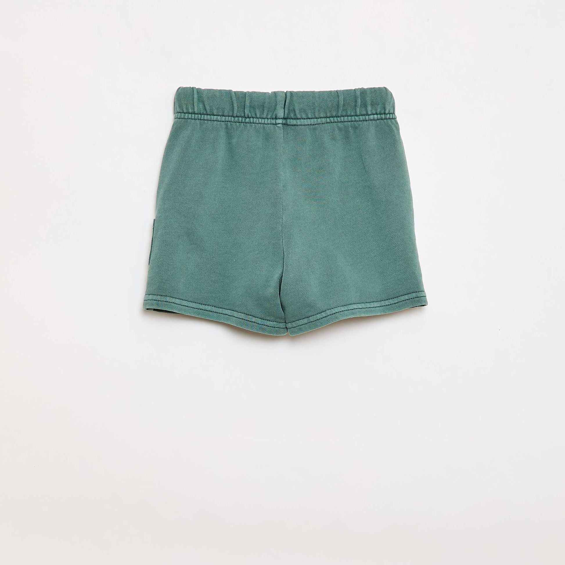 Straight-Cut French Terry Shorts in Solid Cotton GREEN