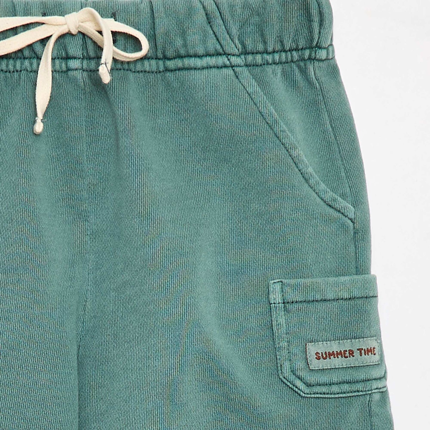 Straight-Cut French Terry Shorts in Solid Cotton GREEN