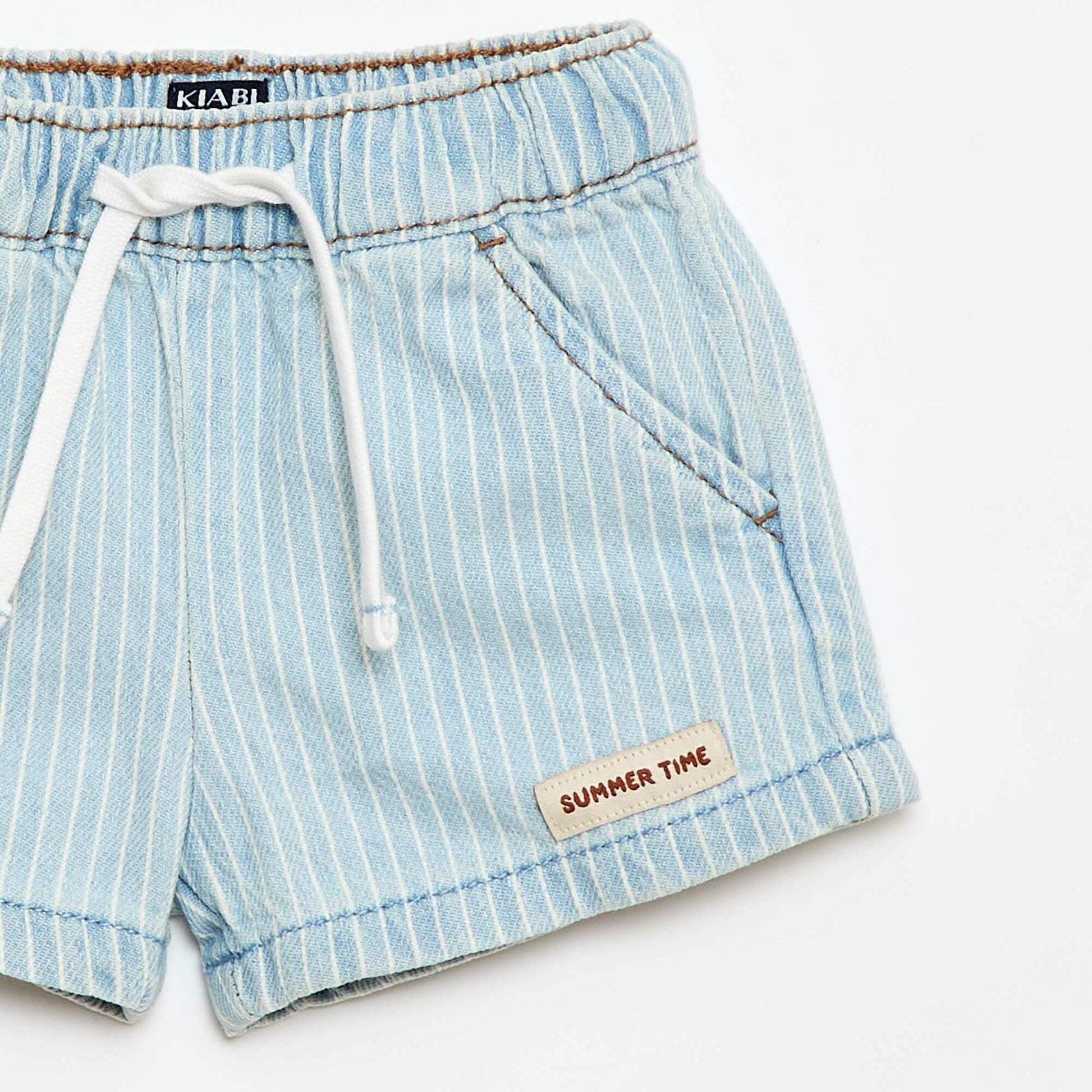 Denim shorts with drawstrings BLUE