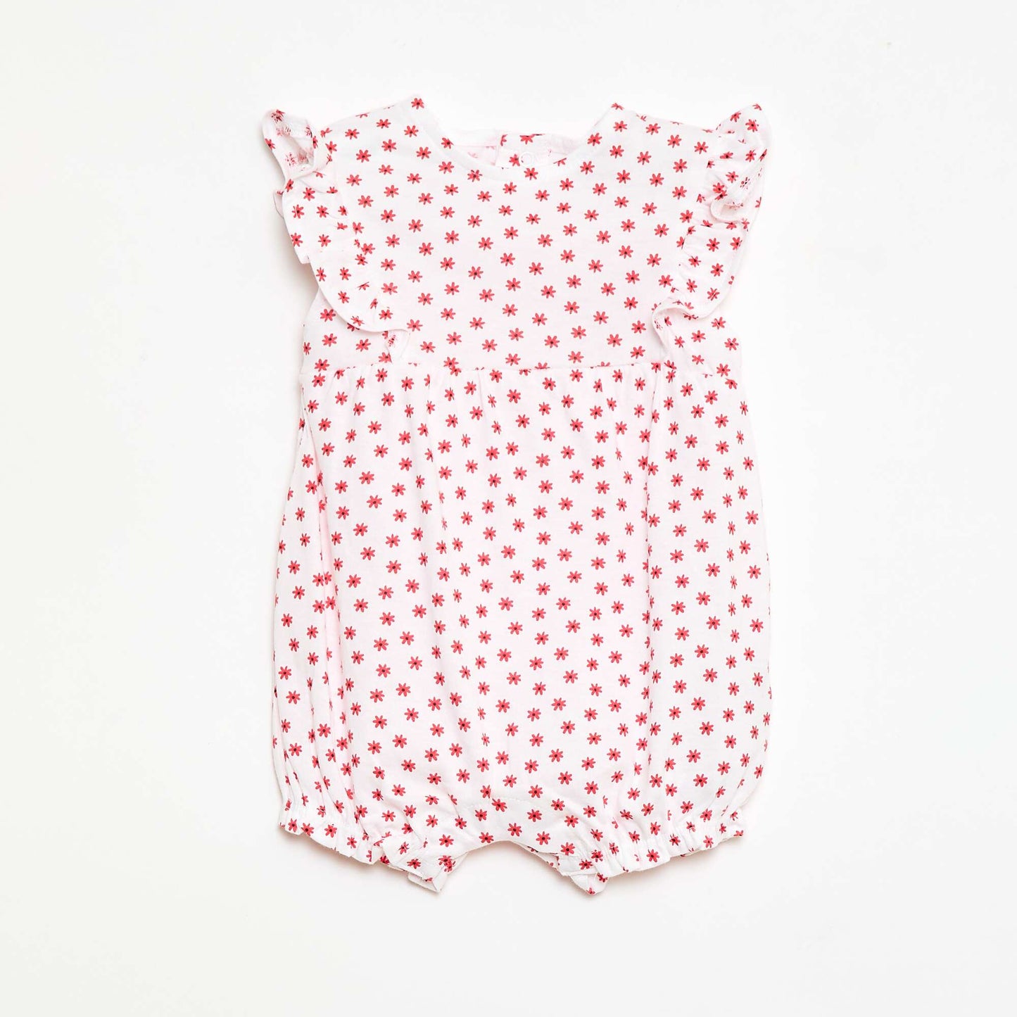 Printed cotton jersey romper RED