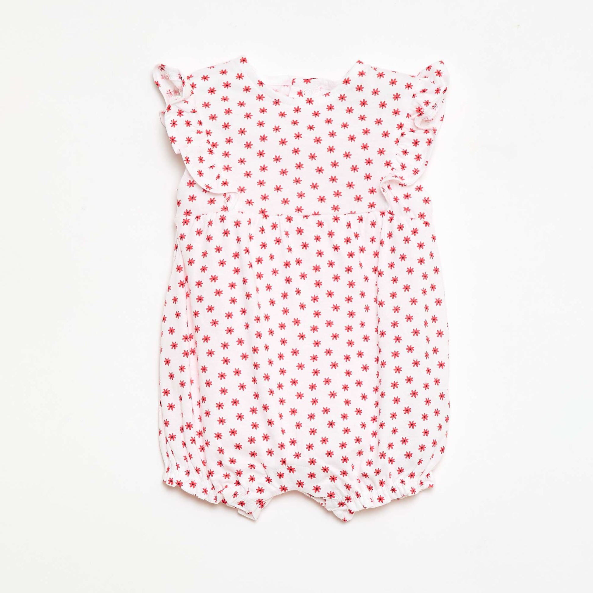 Printed cotton jersey romper RED