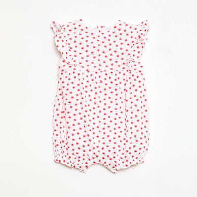 Printed cotton jersey romper RED