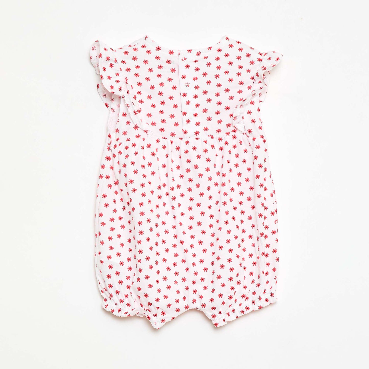 Printed cotton jersey romper RED