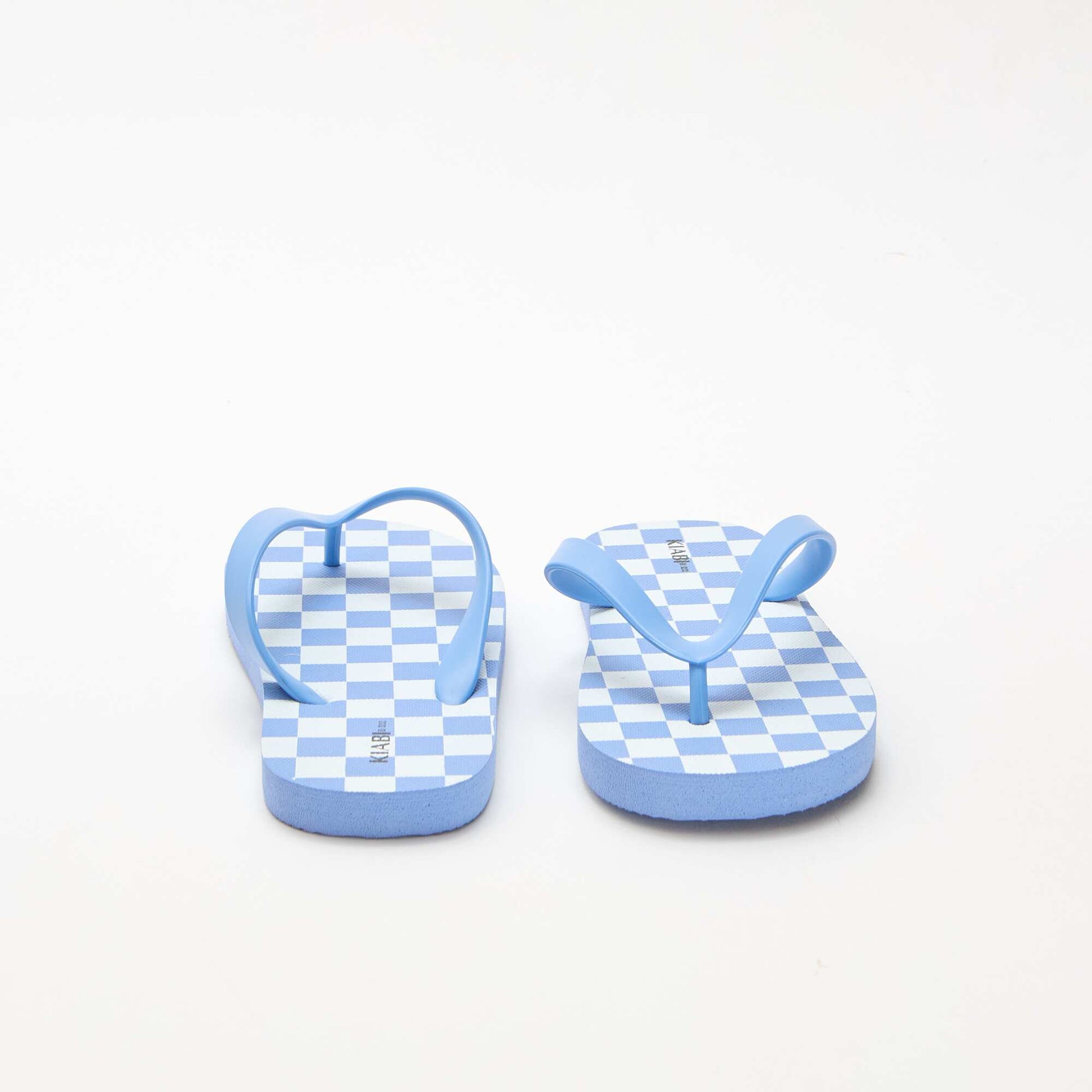 Checkerboard Print Flip-Flops BLUE