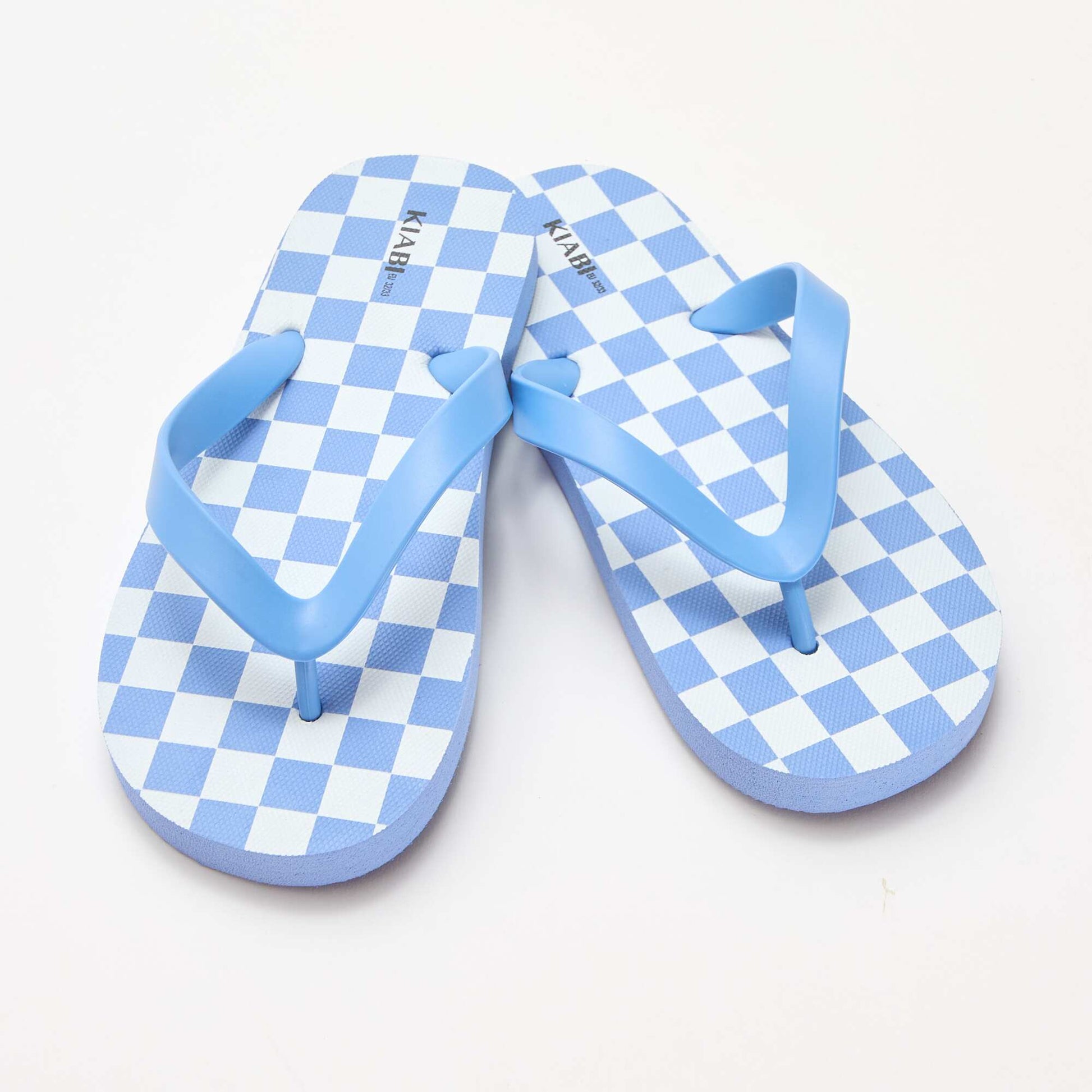 Checkerboard Print Flip-Flops BLUE