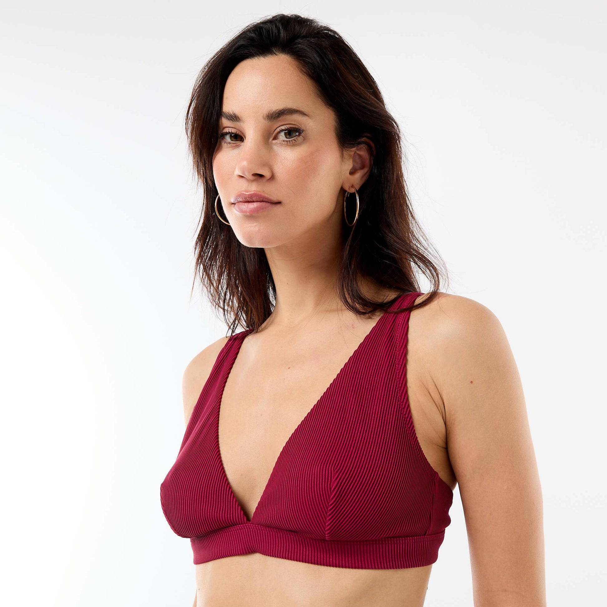 Textured Knit Scarf Bikini Top RED
