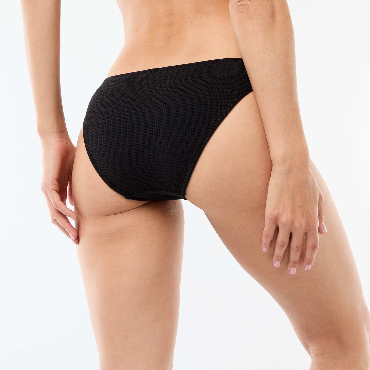 Textured Knit Swim Bottoms BLACK