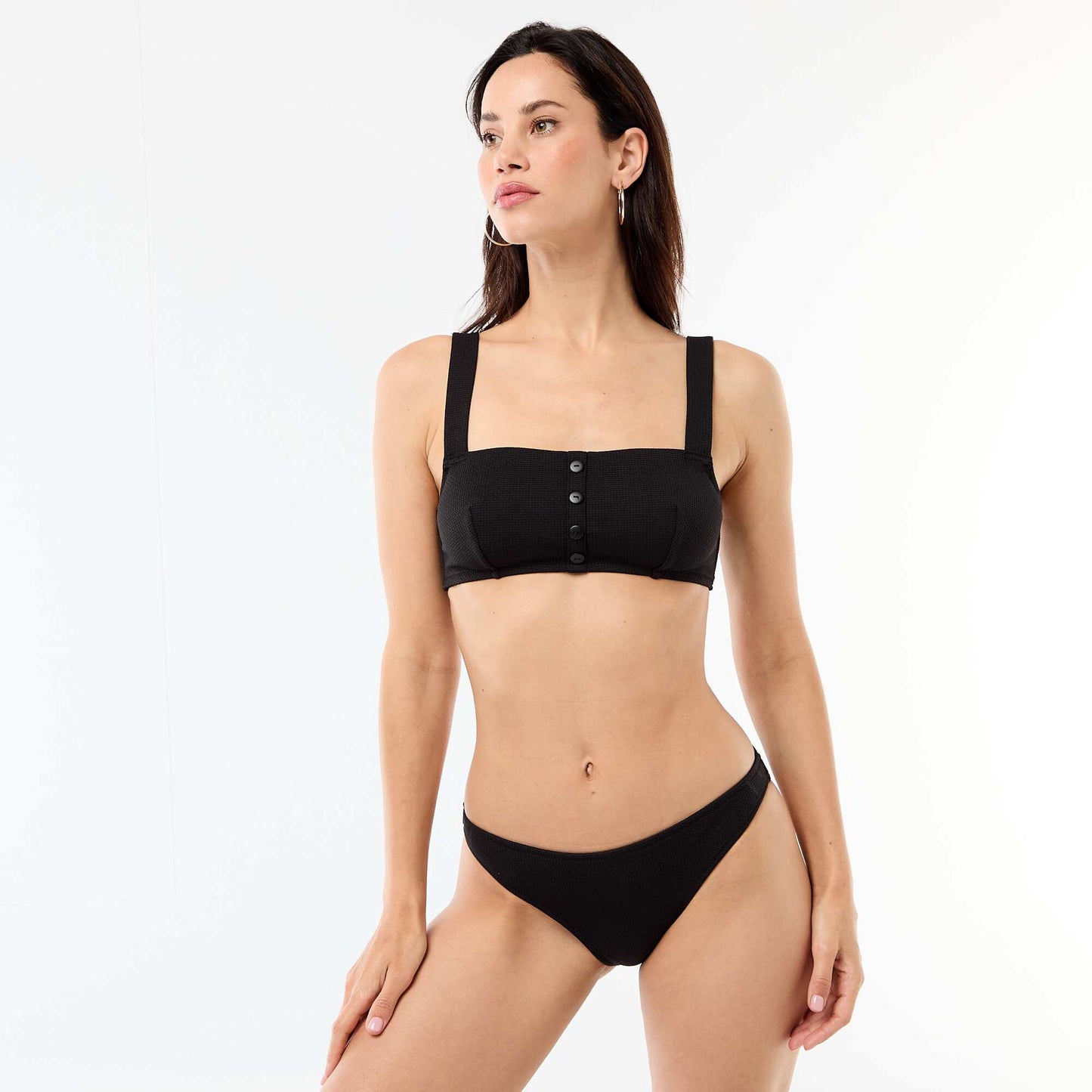Textured Knit Swim Bottoms BLACK
