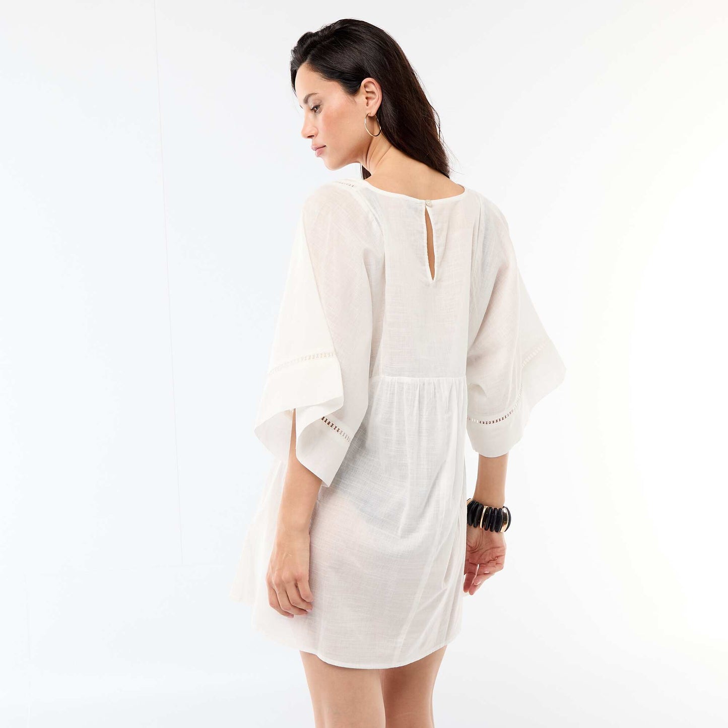 Solid Mid-Length Beach Dress WHITE