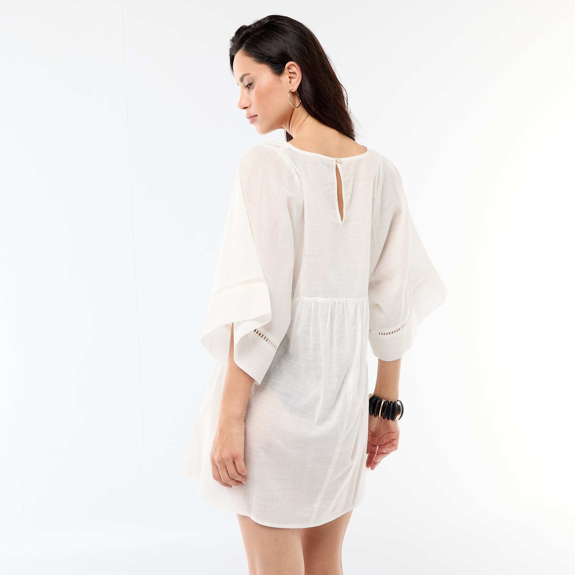 Solid Mid-Length Beach Dress WHITE