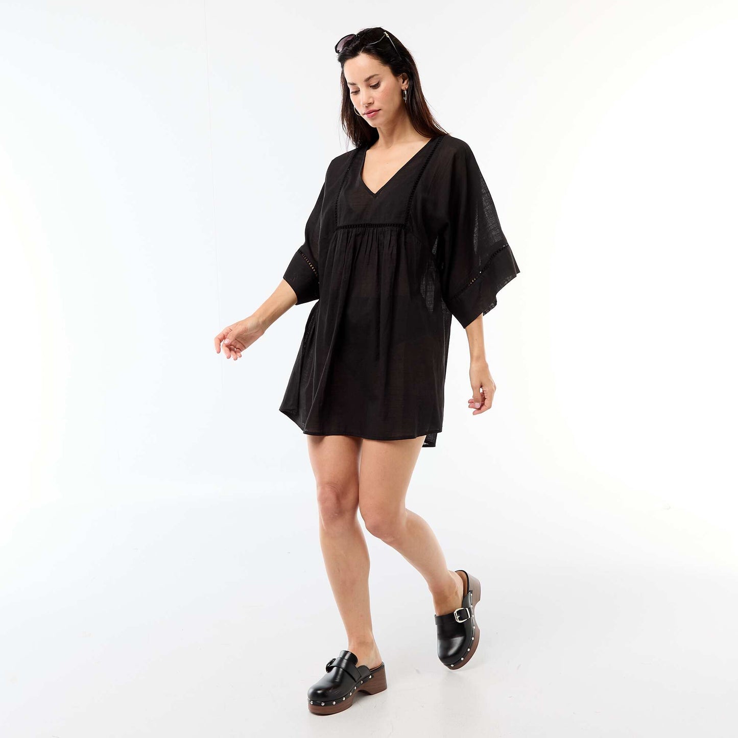 Solid Mid-Length Beach Dress BLACK