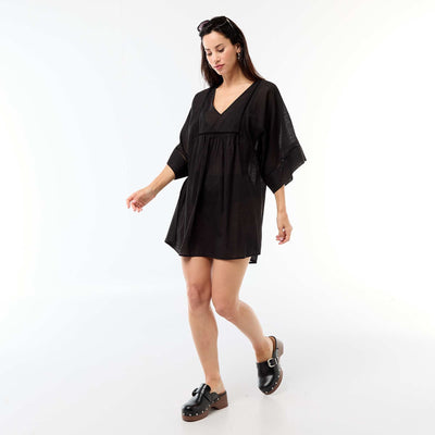 Solid Mid-Length Beach Dress BLACK