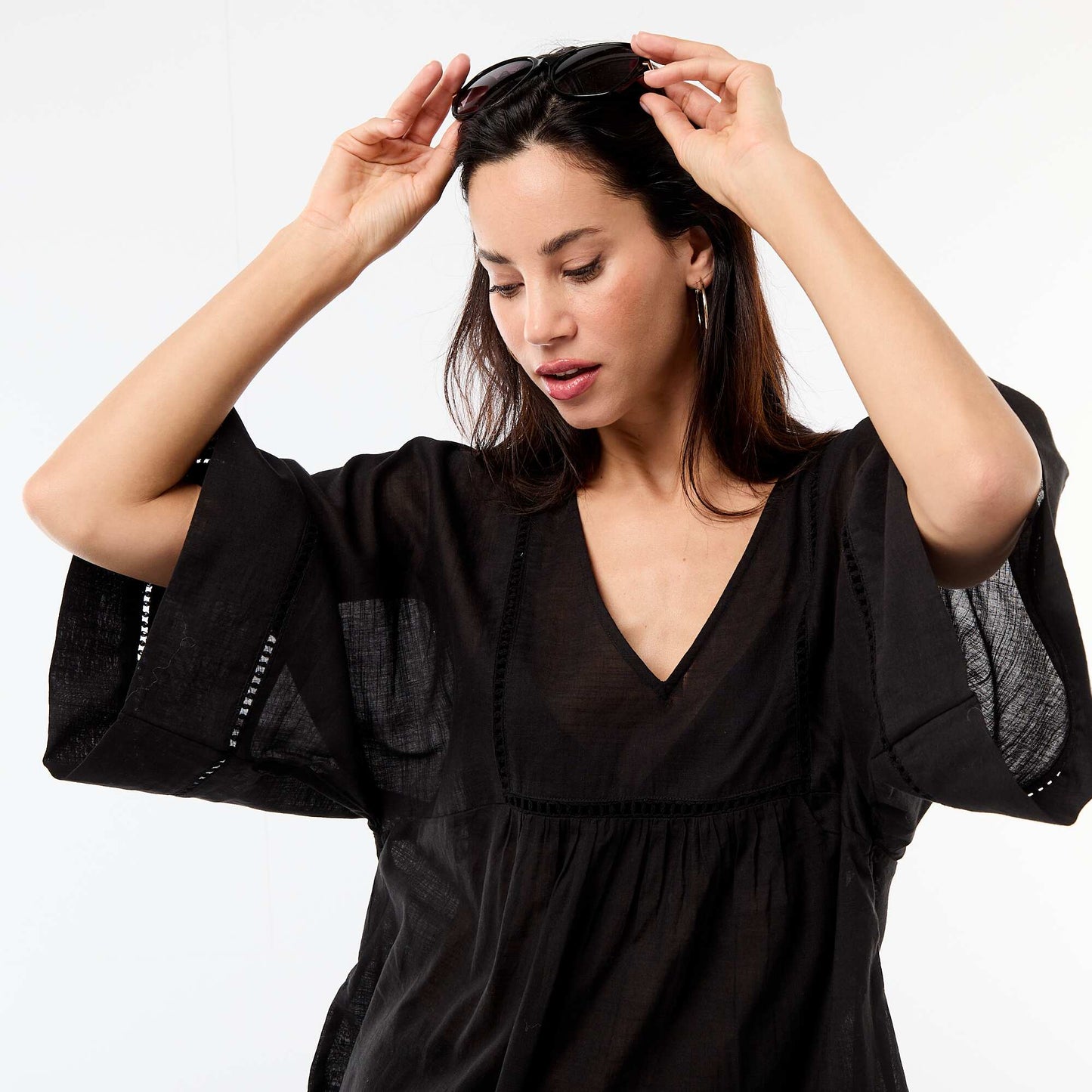 Solid Mid-Length Beach Dress BLACK