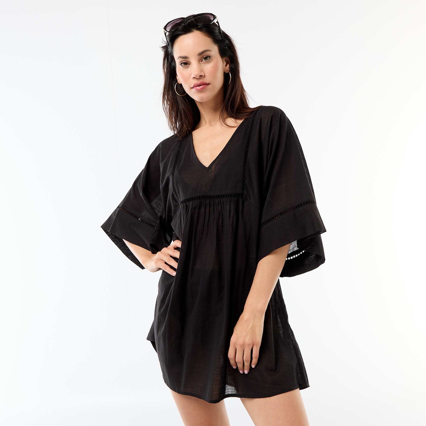 Solid Mid-Length Beach Dress BLACK
