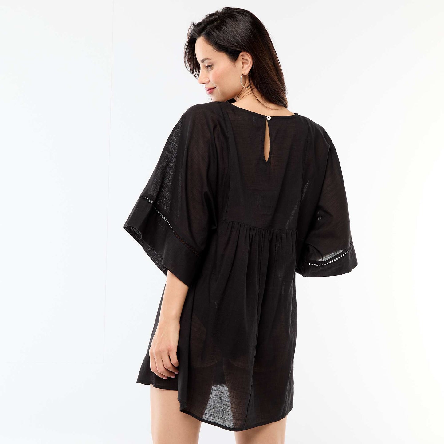 Solid Mid-Length Beach Dress BLACK