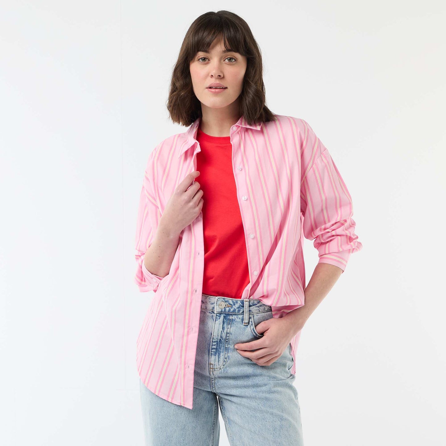 Long-Sleeved Poplin Shirt PINK