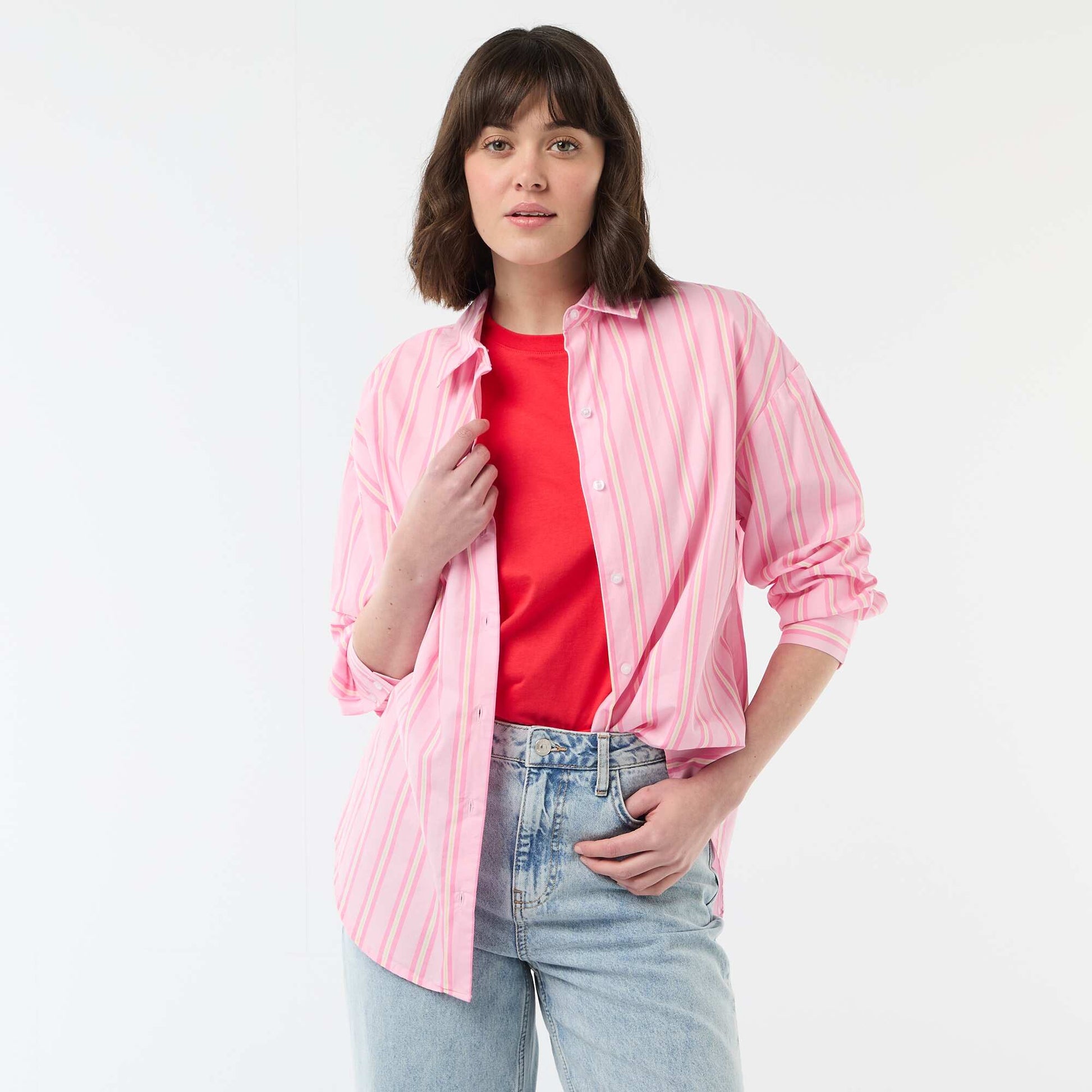 Long-Sleeved Poplin Shirt PINK