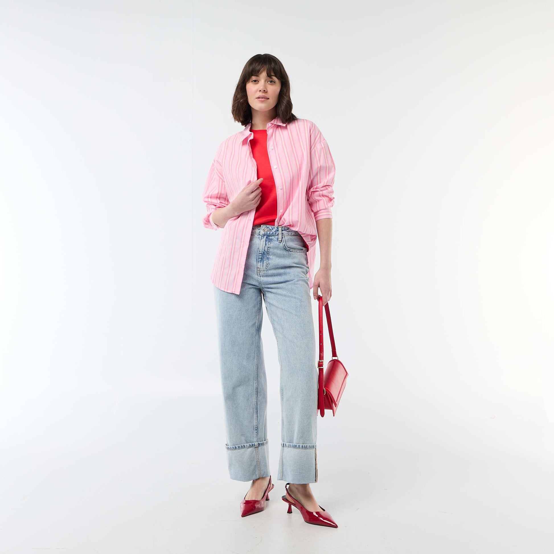 Long-Sleeved Poplin Shirt PINK