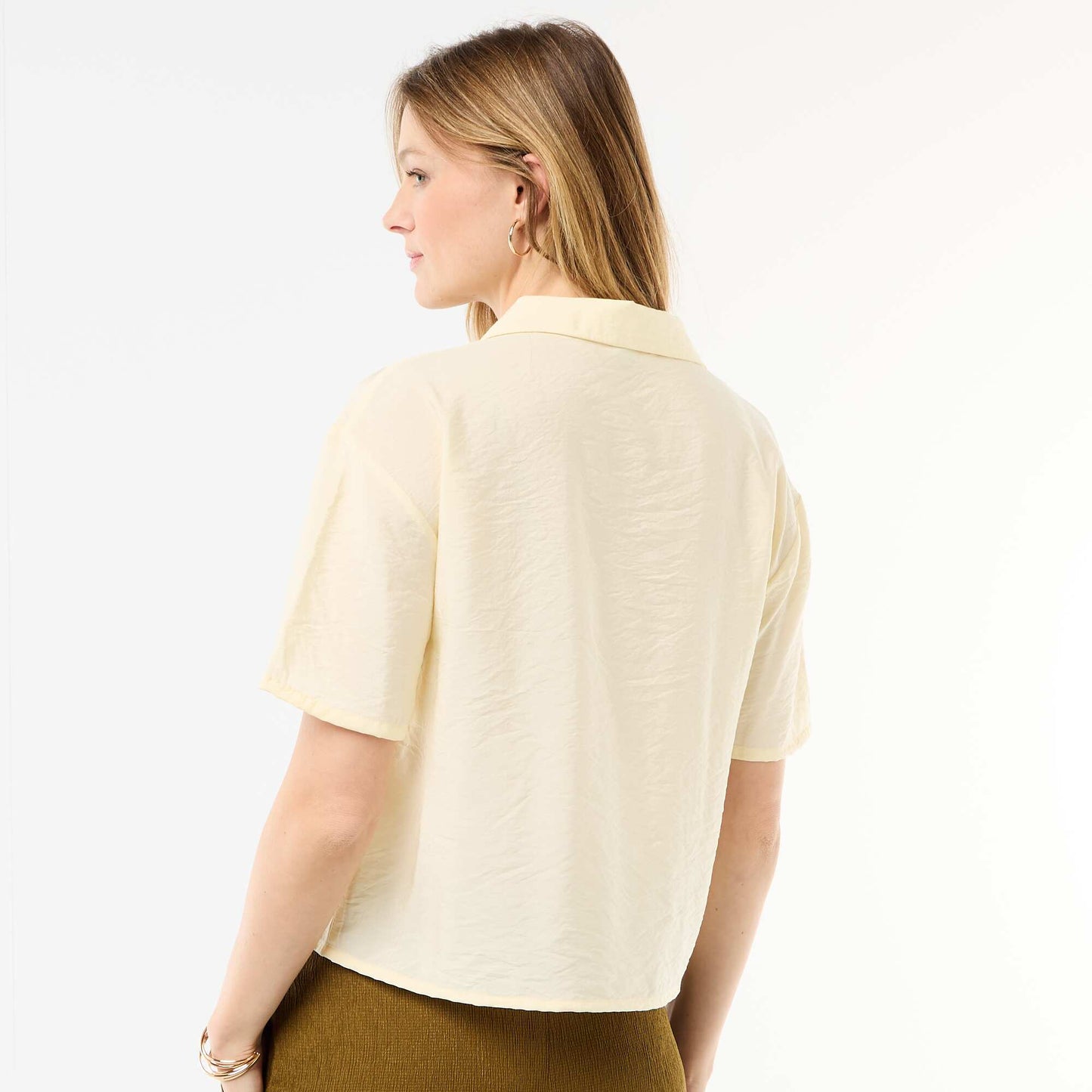 Short-Sleeved Flowy Blouse YELLOW