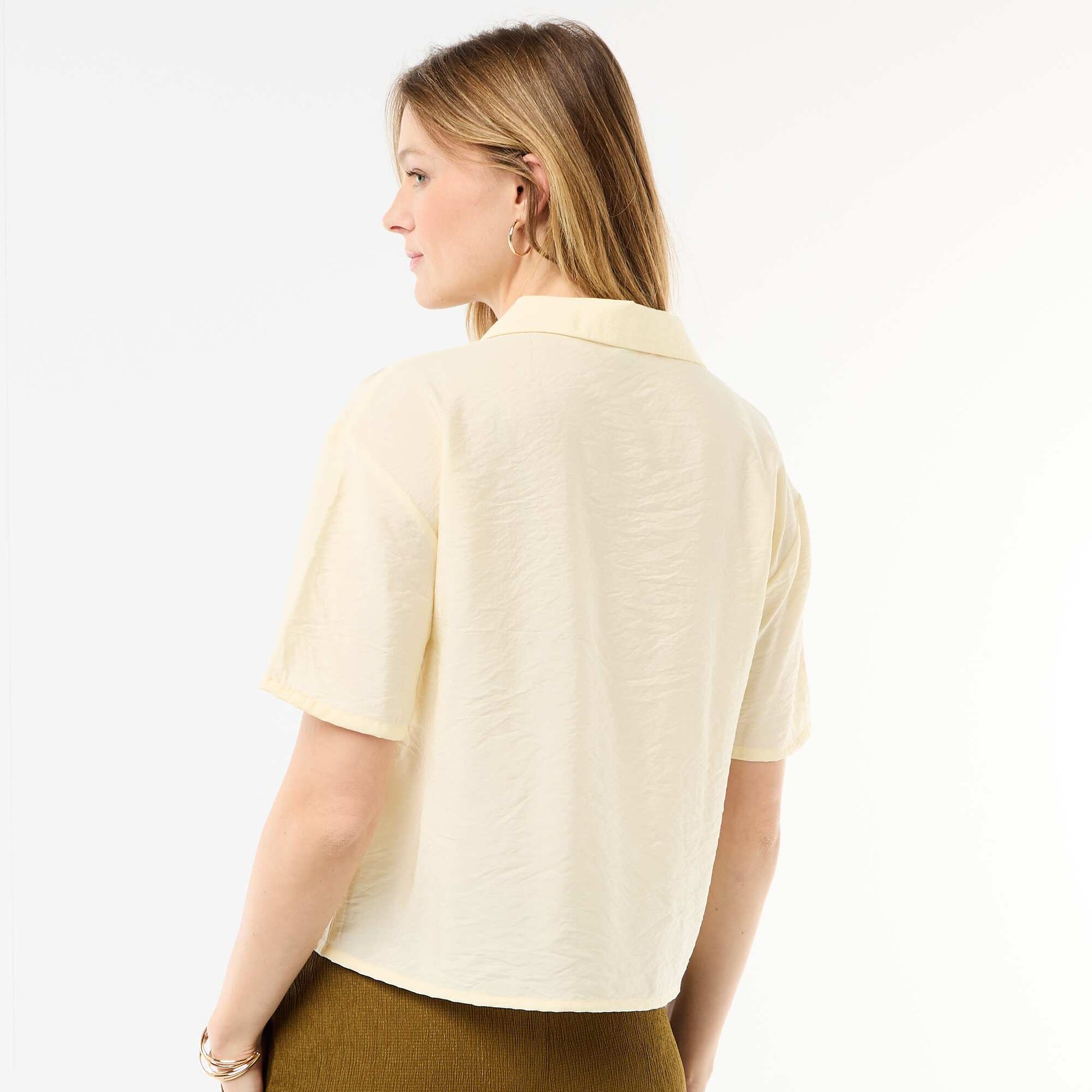 Short-Sleeved Flowy Blouse YELLOW