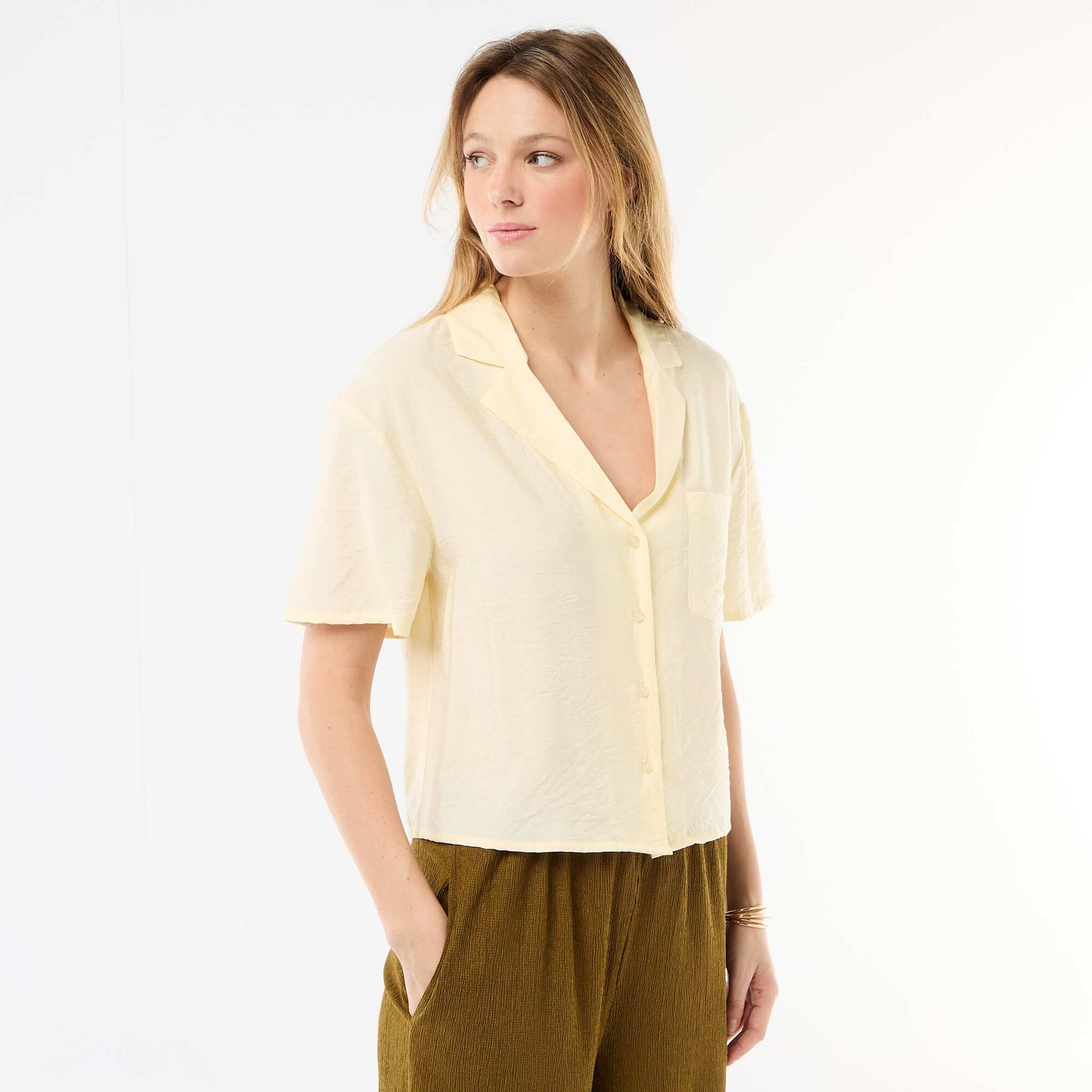 Short-Sleeved Flowy Blouse YELLOW