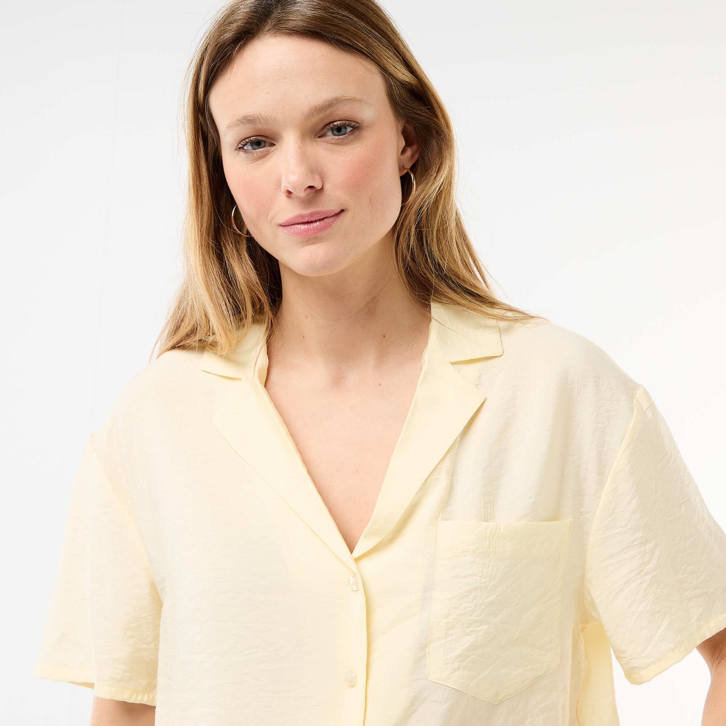 Short-Sleeved Flowy Blouse YELLOW