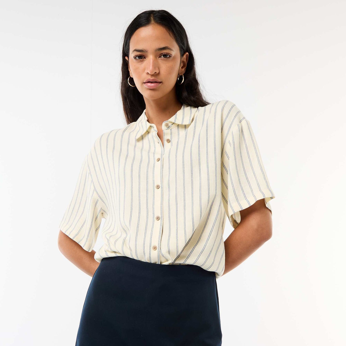 Short-Sleeved Solid Shirt YELLOW