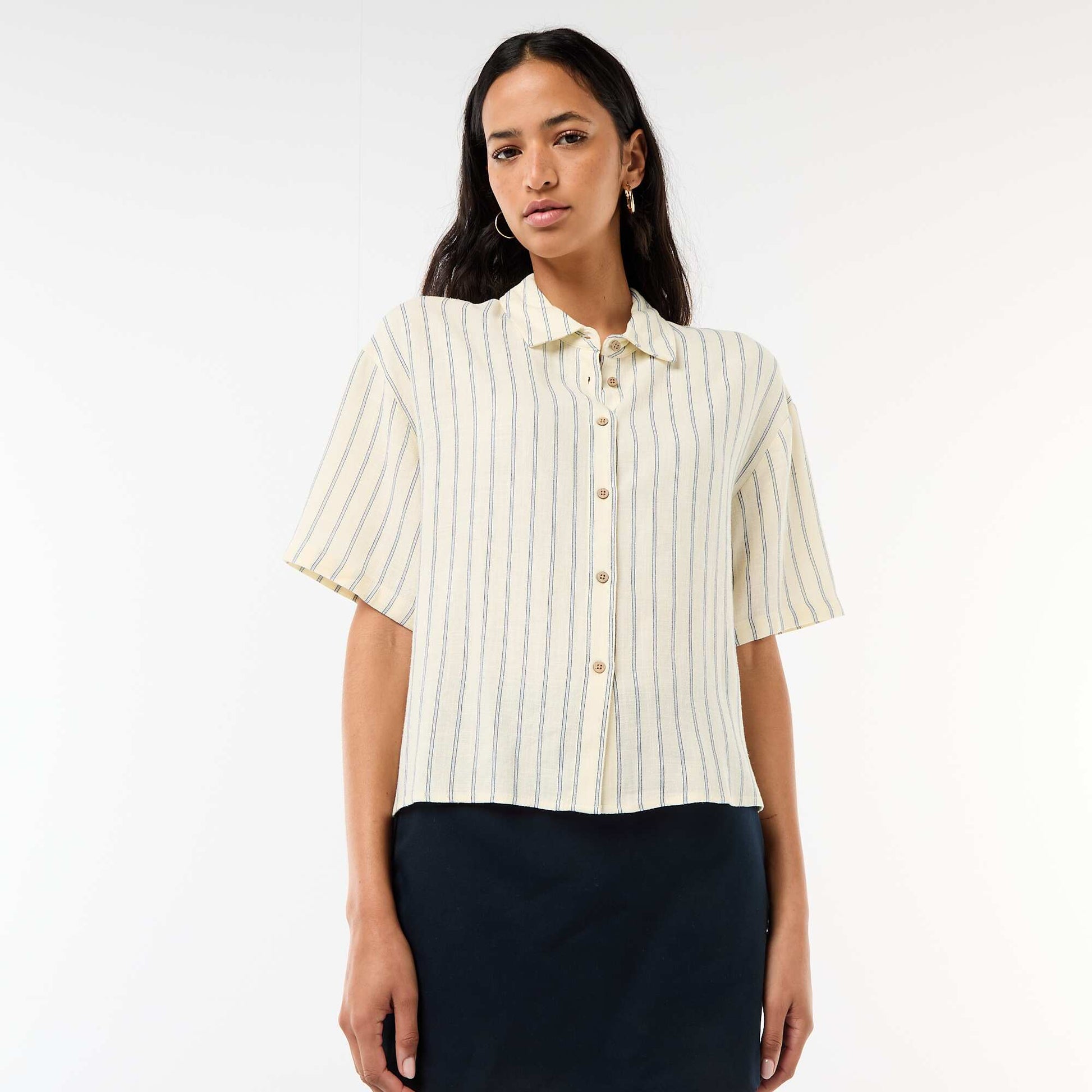 Short-Sleeved Solid Shirt YELLOW